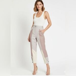 REBECCA TAYLOR COLOR BLOCK TWILL PANT TAPERED LEGS IN MULTI COMBO SIZE 0